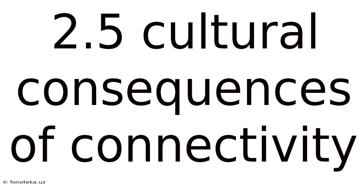 2.5 Cultural Consequences Of Connectivity