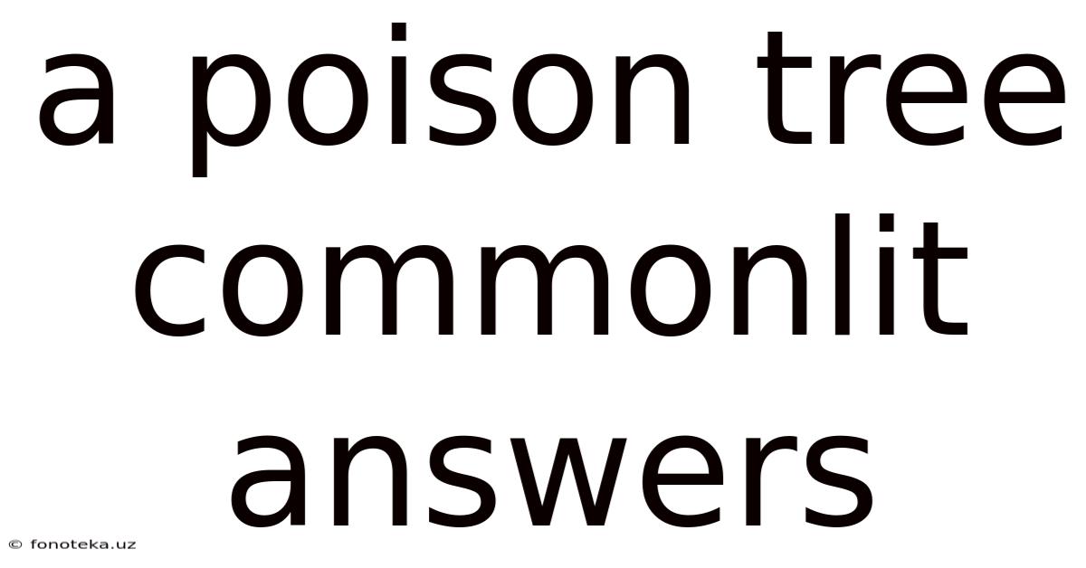 A Poison Tree Commonlit Answers