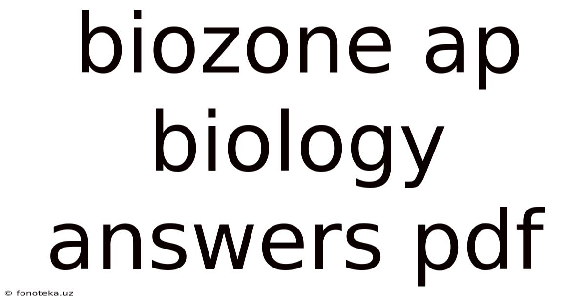 Biozone Ap Biology Answers Pdf