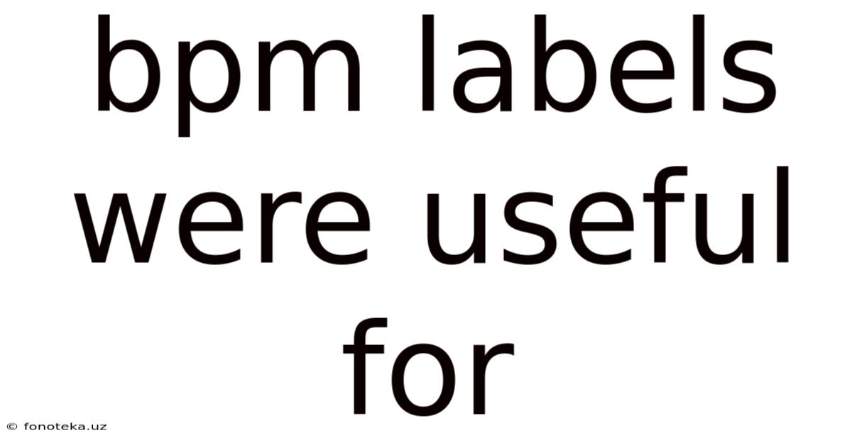 Bpm Labels Were Useful For