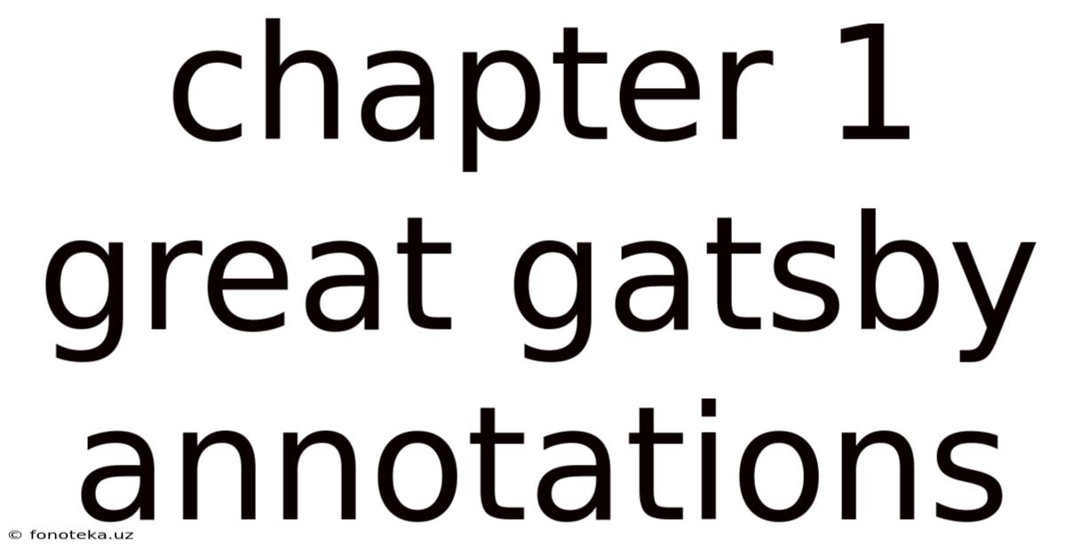 Chapter 1 Great Gatsby Annotations