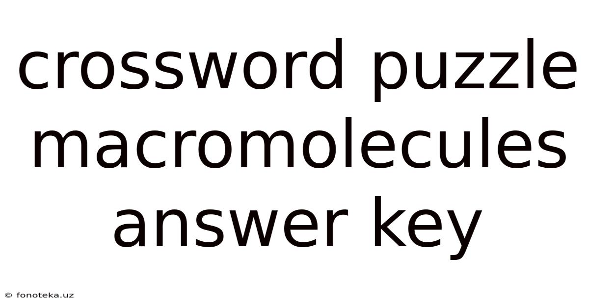 Crossword Puzzle Macromolecules Answer Key