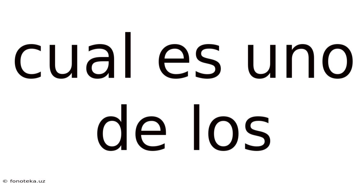 Cual Es Uno De Los