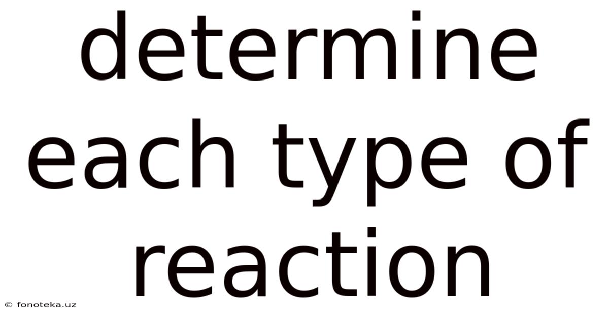 Determine Each Type Of Reaction