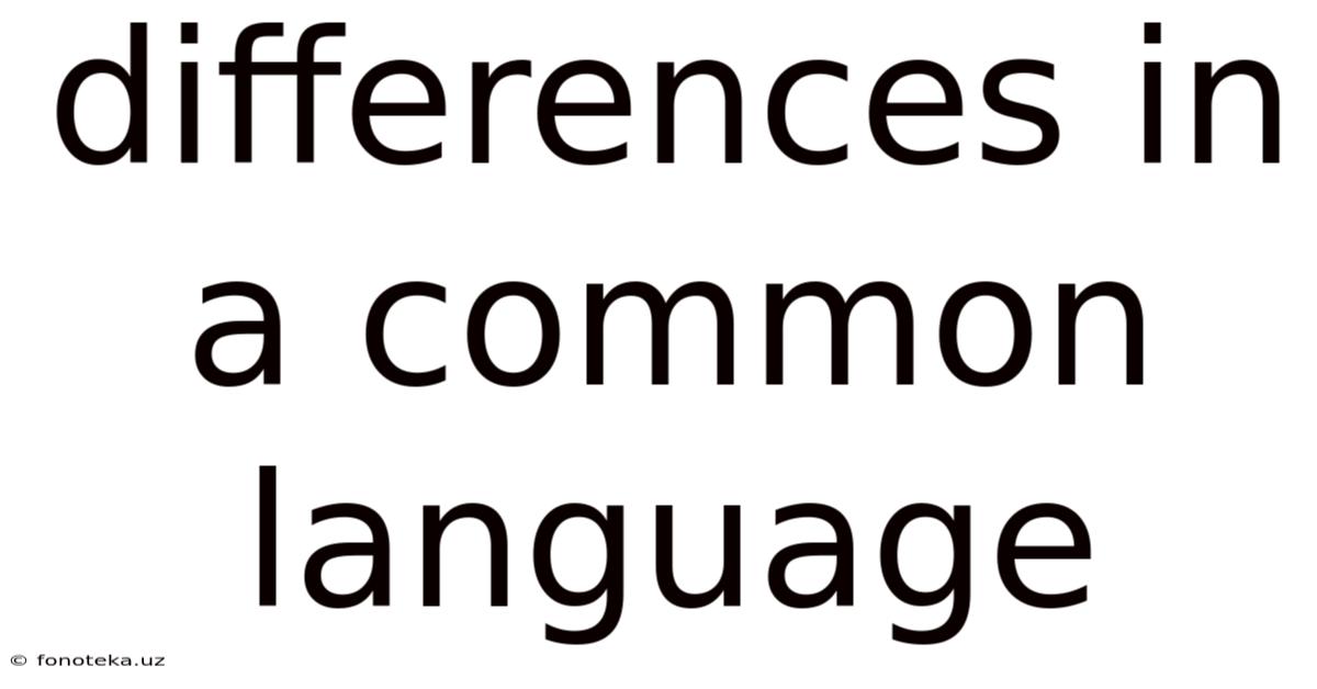 Differences In A Common Language