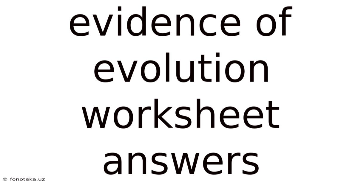 Evidence Of Evolution Worksheet Answers