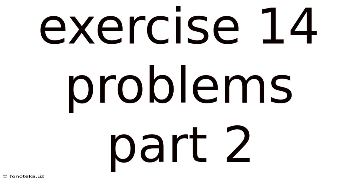 Exercise 14 Problems Part 2