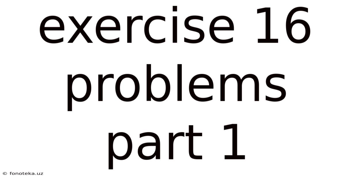 Exercise 16 Problems Part 1