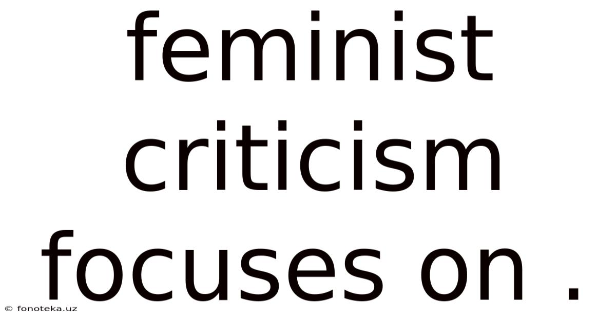 Feminist Criticism Focuses On .