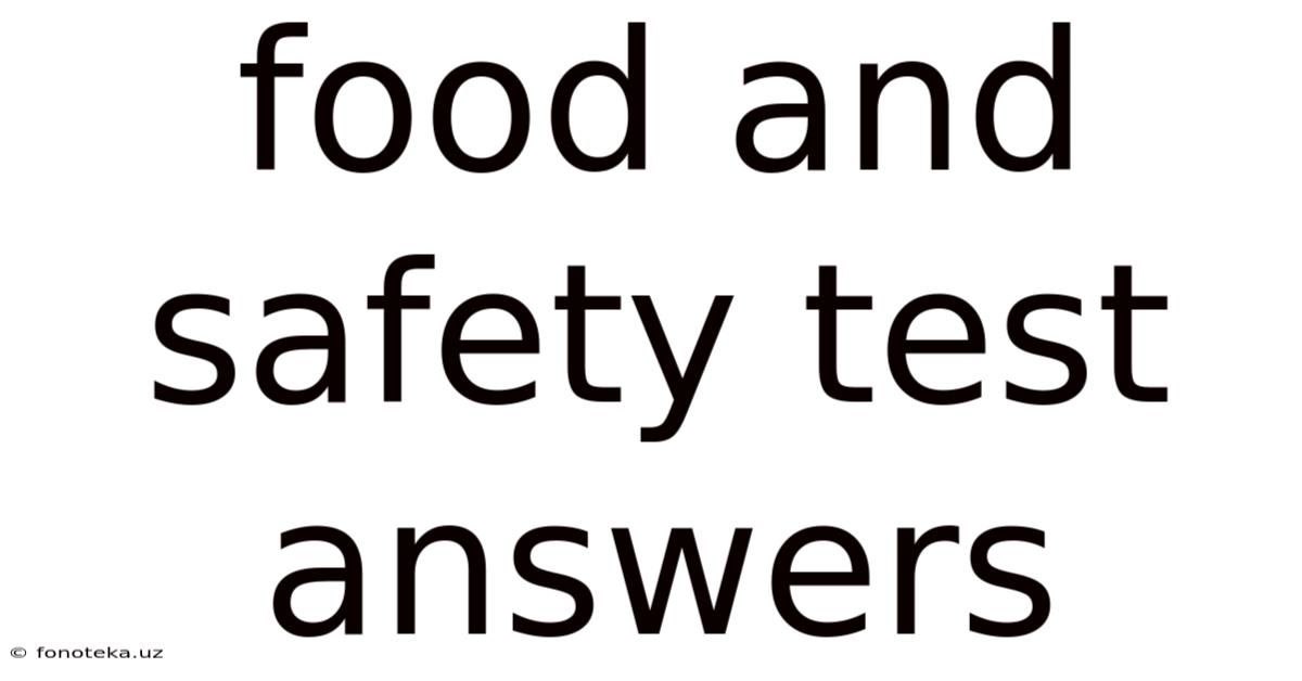 Food And Safety Test Answers