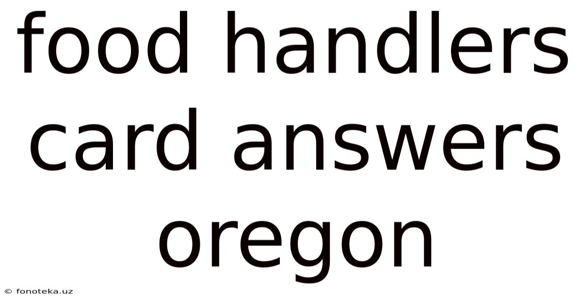 Food Handlers Card Answers Oregon