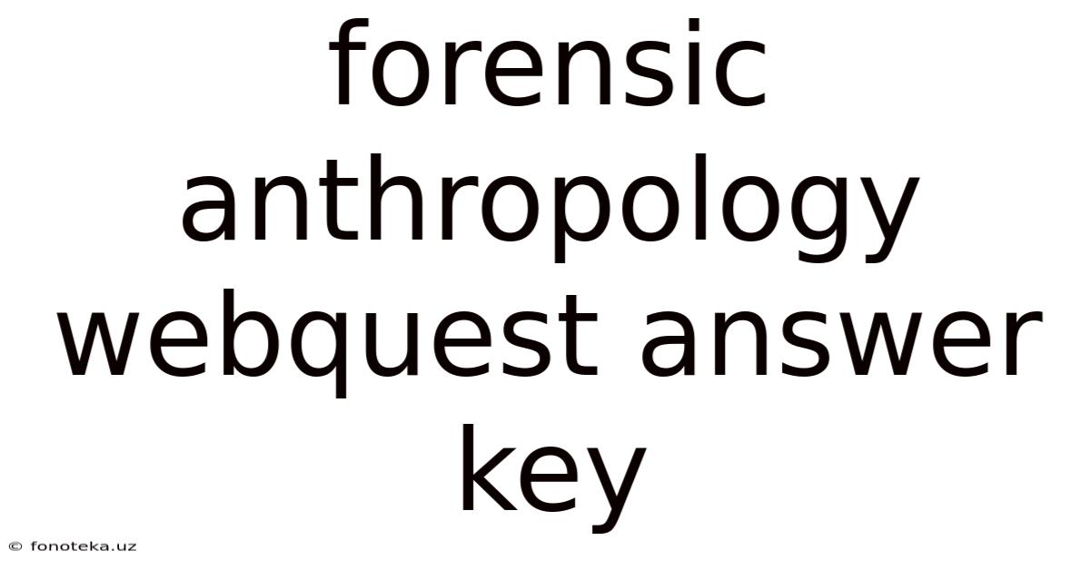 Forensic Anthropology Webquest Answer Key