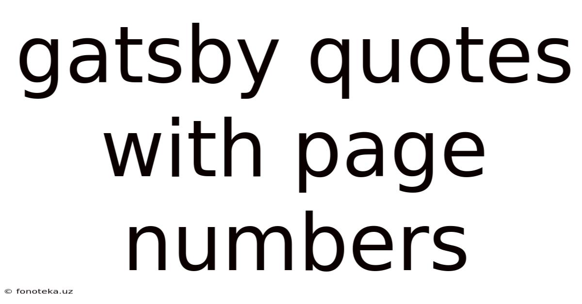 Gatsby Quotes With Page Numbers