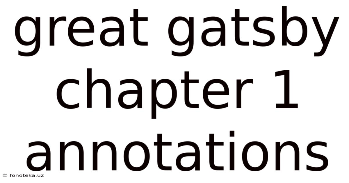 Great Gatsby Chapter 1 Annotations