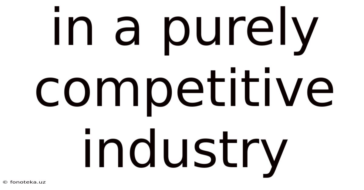 In A Purely Competitive Industry