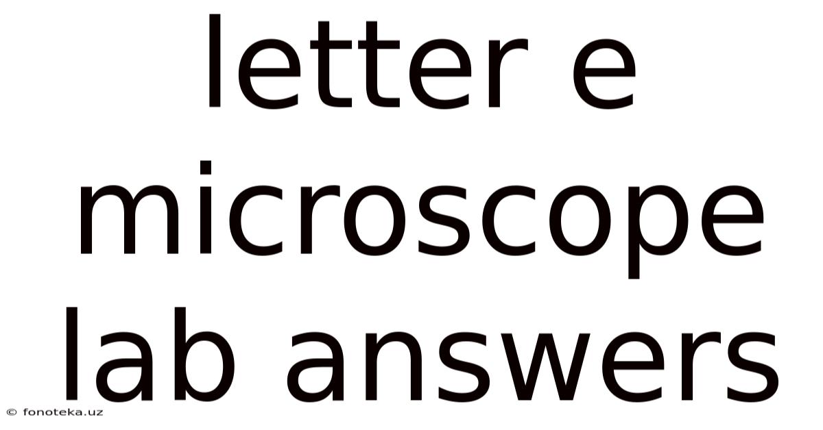 Letter E Microscope Lab Answers