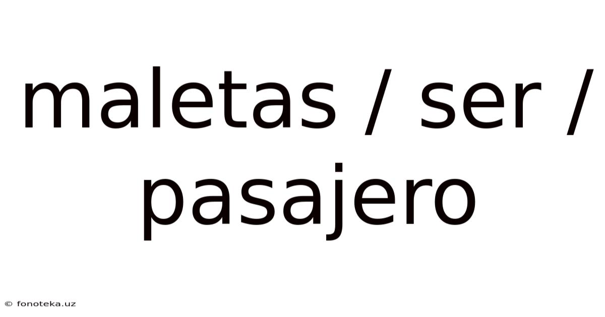 Maletas / Ser / Pasajero