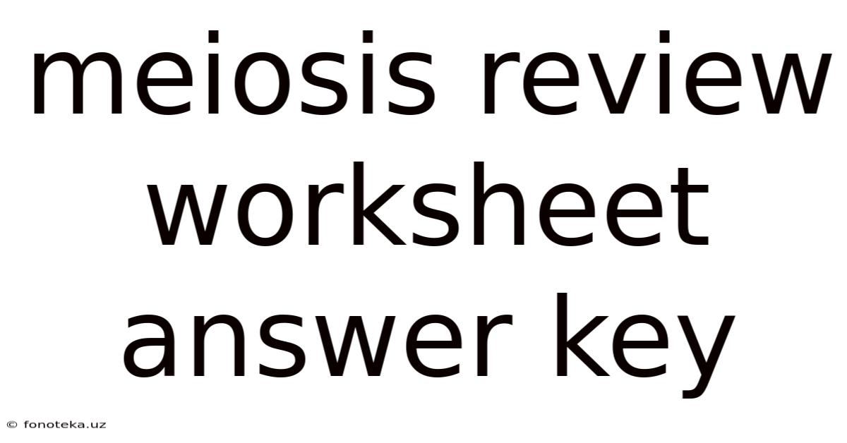 Meiosis Review Worksheet Answer Key