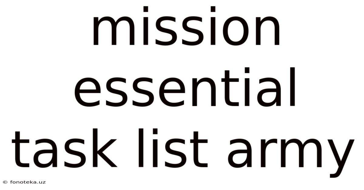 Mission Essential Task List Army