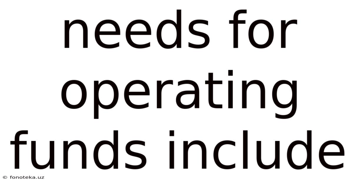Needs For Operating Funds Include