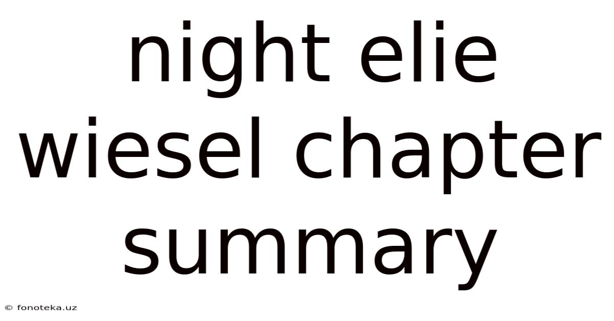 Night Elie Wiesel Chapter Summary