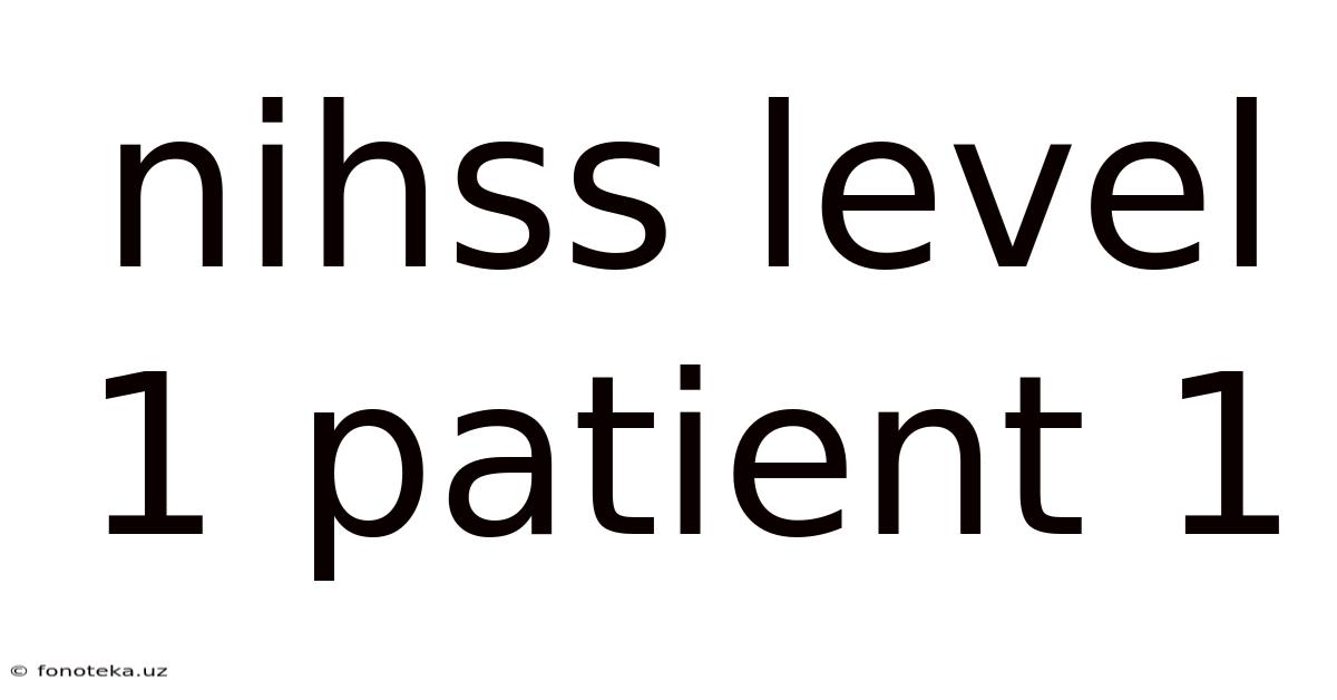 Nihss Level 1 Patient 1