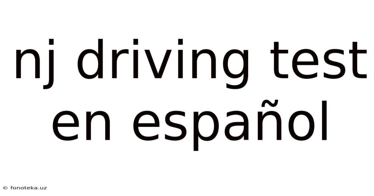 Nj Driving Test En Español