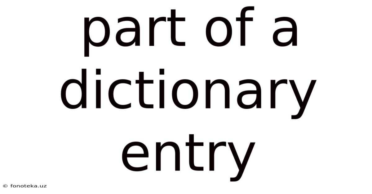 Part Of A Dictionary Entry