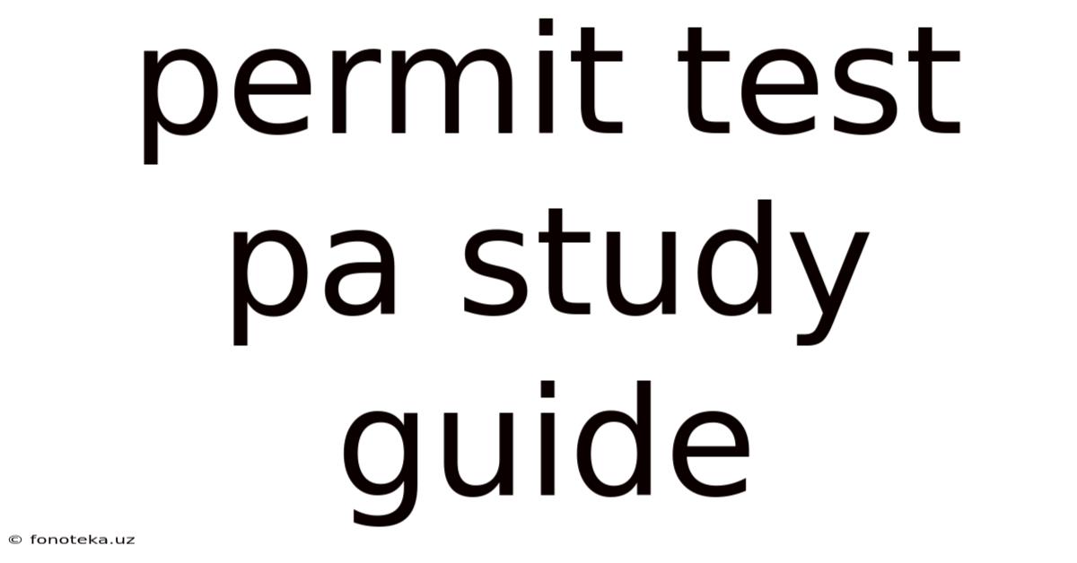 Permit Test Pa Study Guide