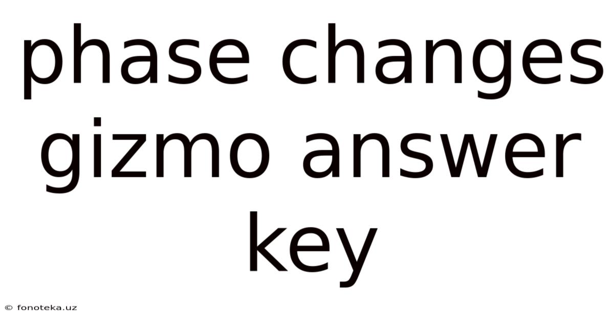 Phase Changes Gizmo Answer Key
