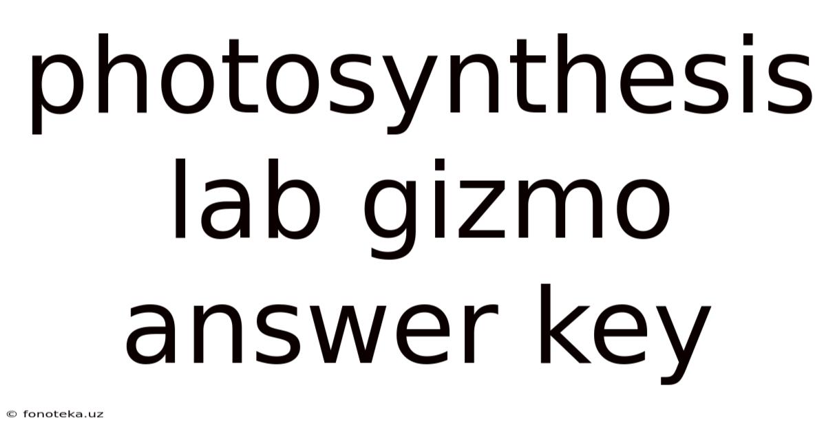 Photosynthesis Lab Gizmo Answer Key