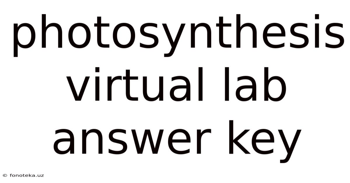 Photosynthesis Virtual Lab Answer Key