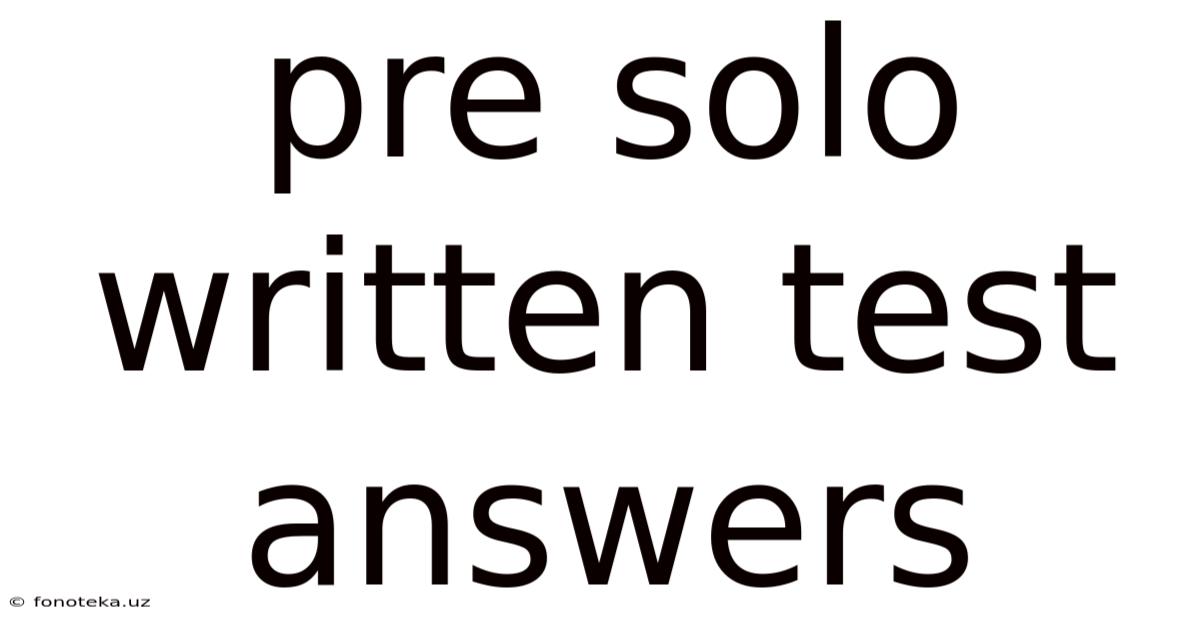 Pre Solo Written Test Answers