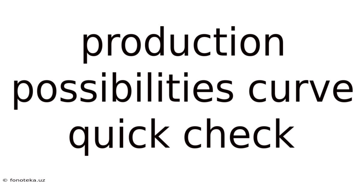 Production Possibilities Curve Quick Check
