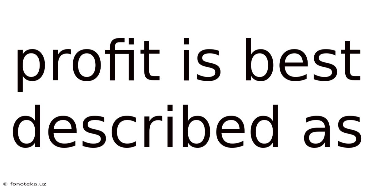 Profit Is Best Described As