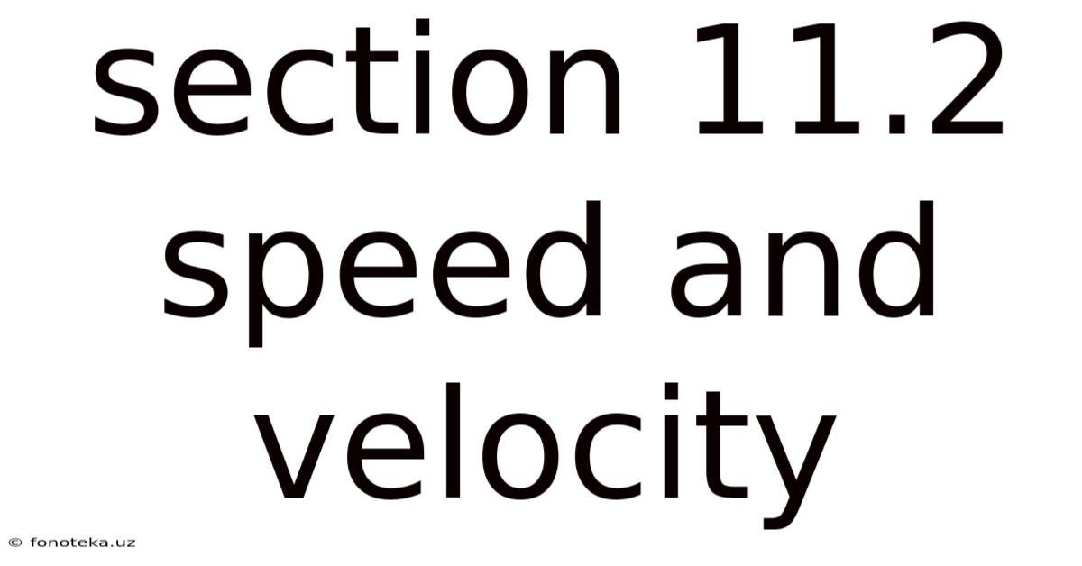 Section 11.2 Speed And Velocity