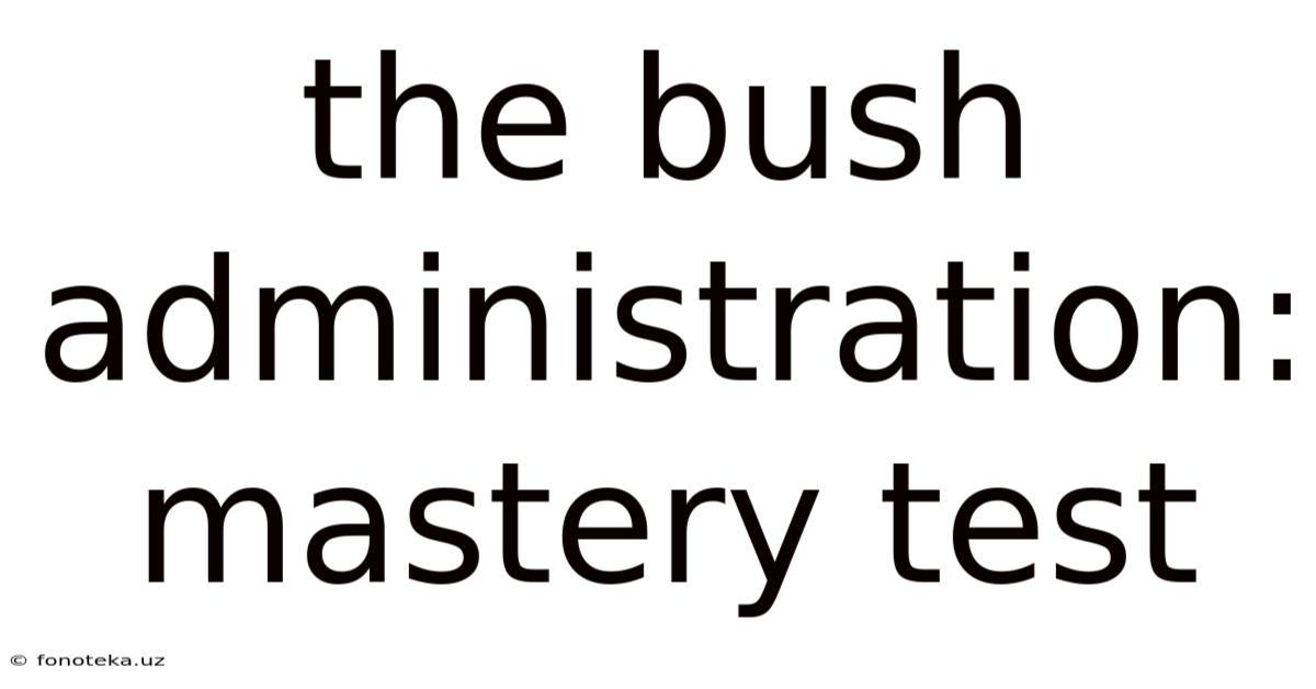 The Bush Administration: Mastery Test
