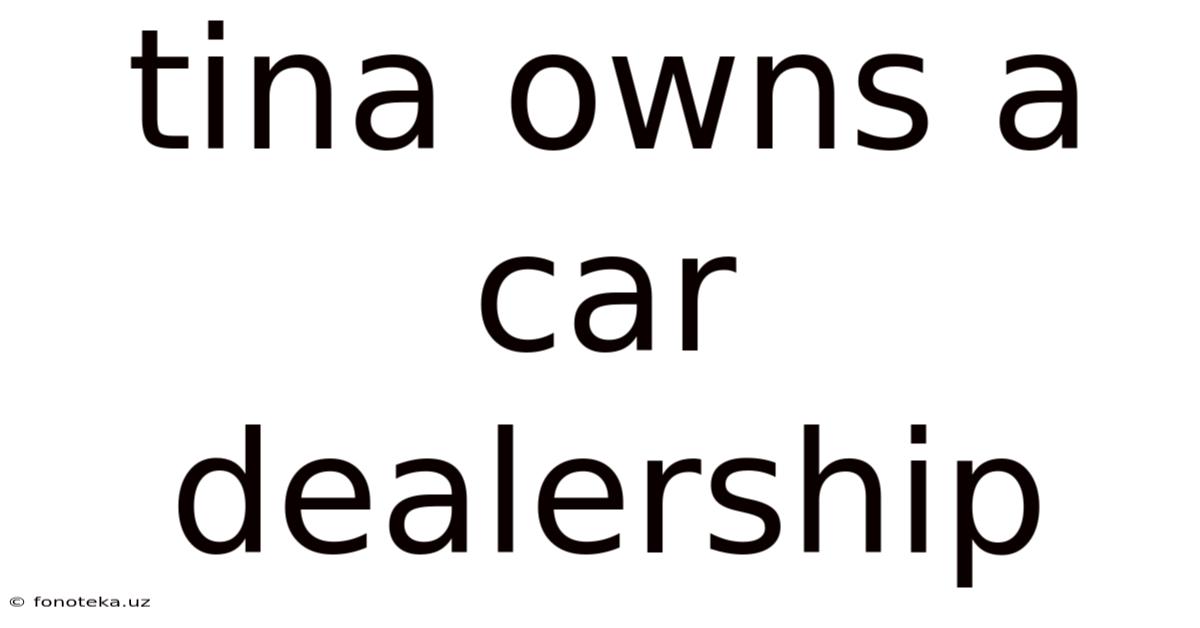 Tina Owns A Car Dealership