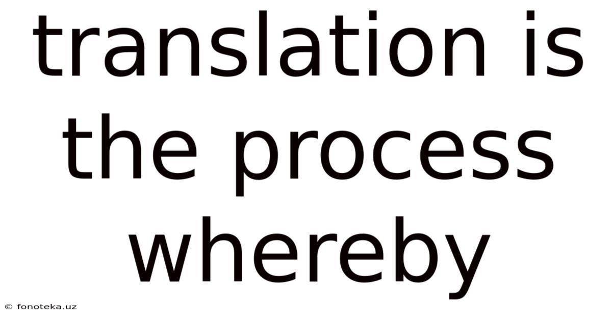 Translation Is The Process Whereby
