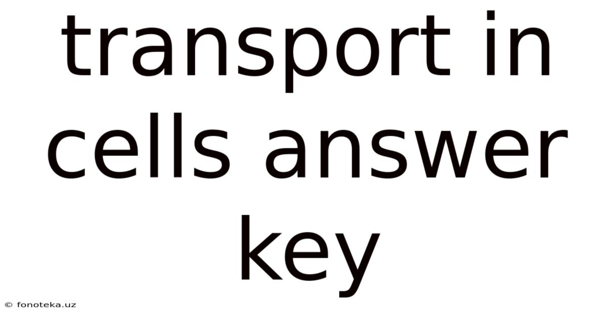 Transport In Cells Answer Key