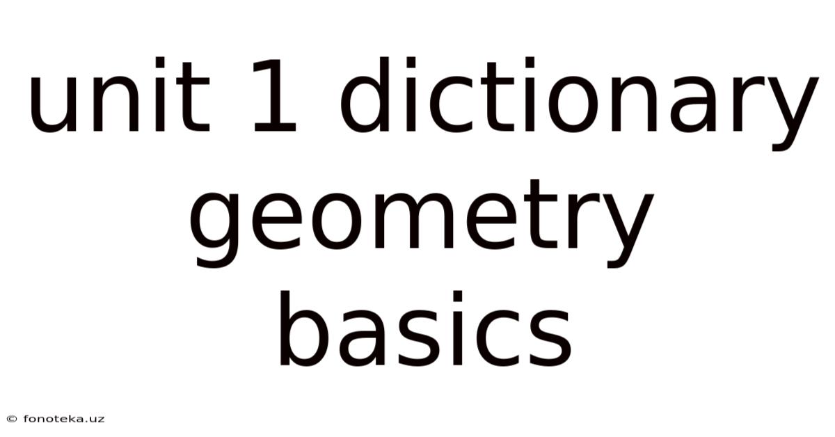 Unit 1 Dictionary Geometry Basics