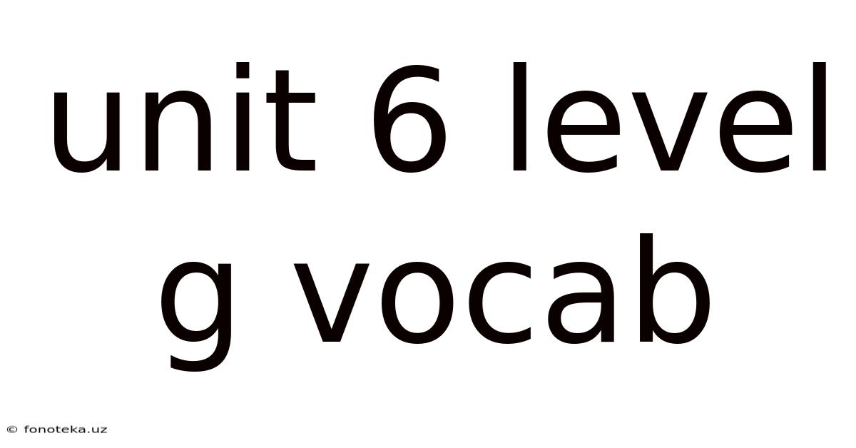 Unit 6 Level G Vocab