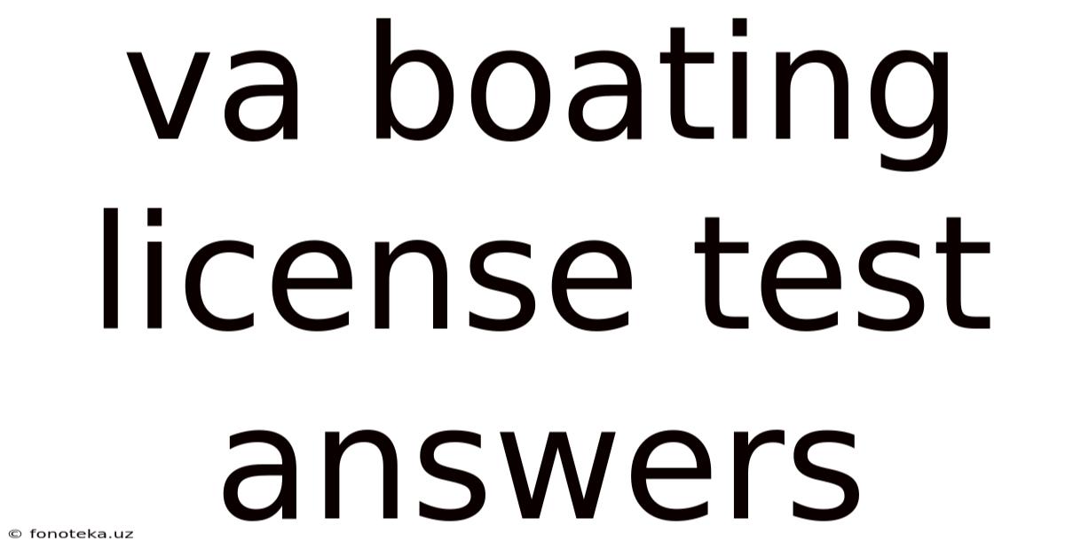 Va Boating License Test Answers