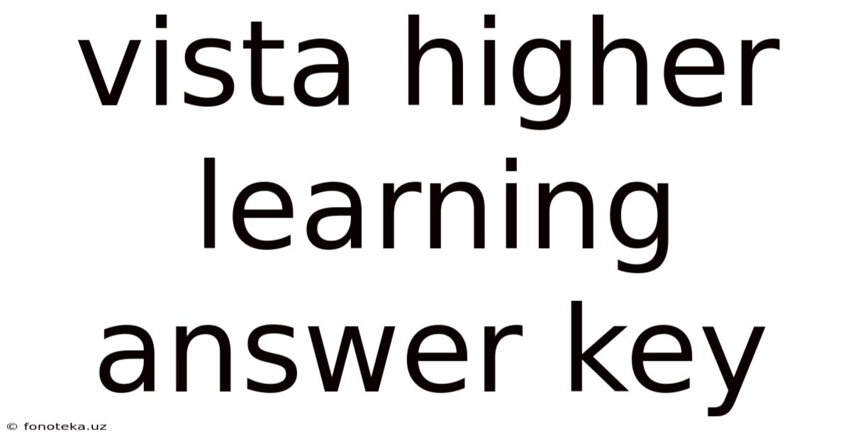 Vista Higher Learning Answer Key
