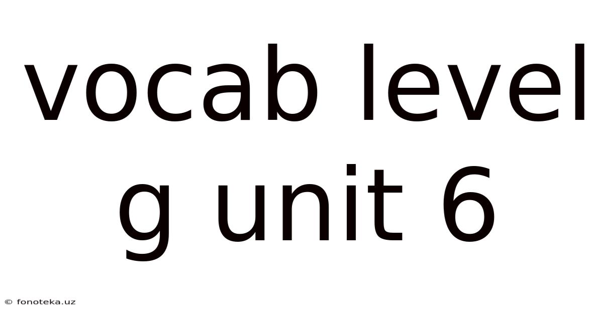 Vocab Level G Unit 6