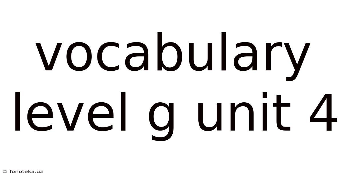 Vocabulary Level G Unit 4
