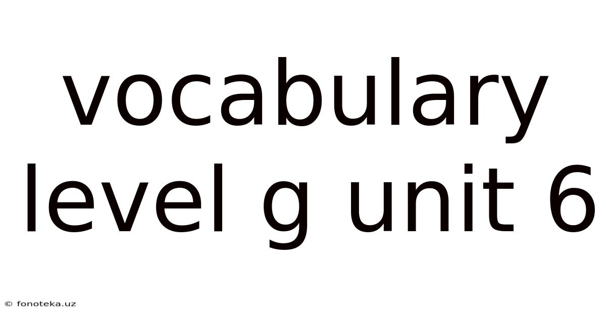Vocabulary Level G Unit 6
