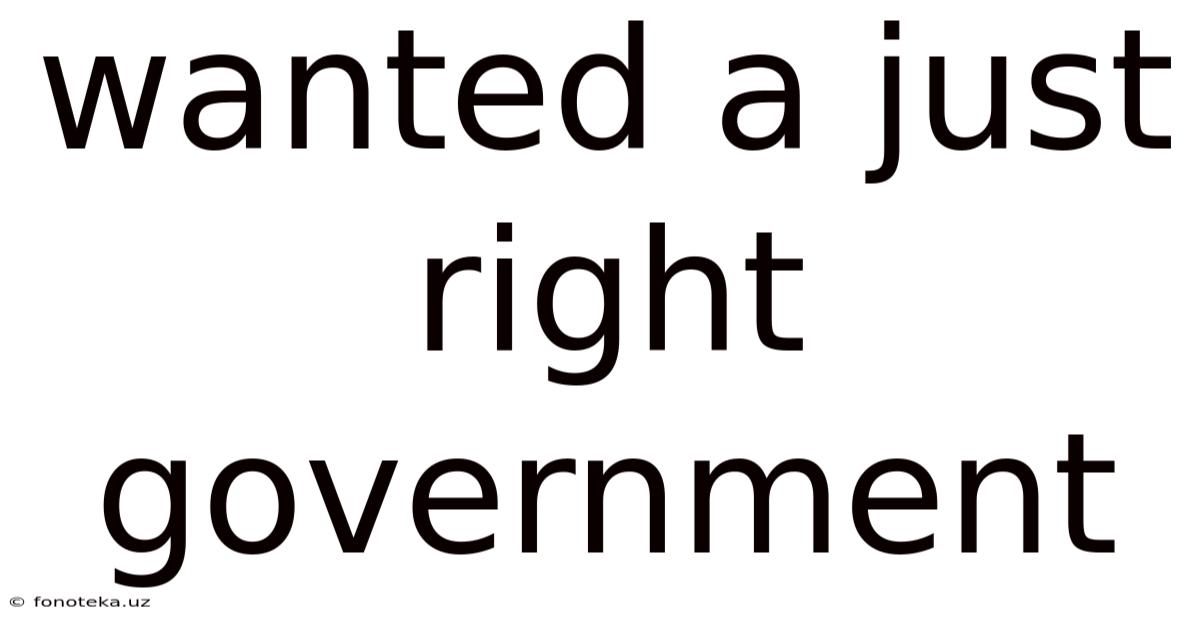 Wanted A Just Right Government