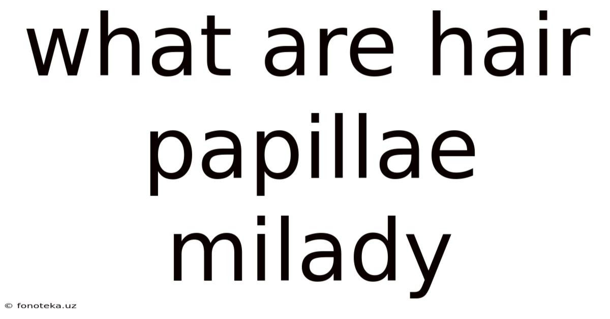What Are Hair Papillae Milady