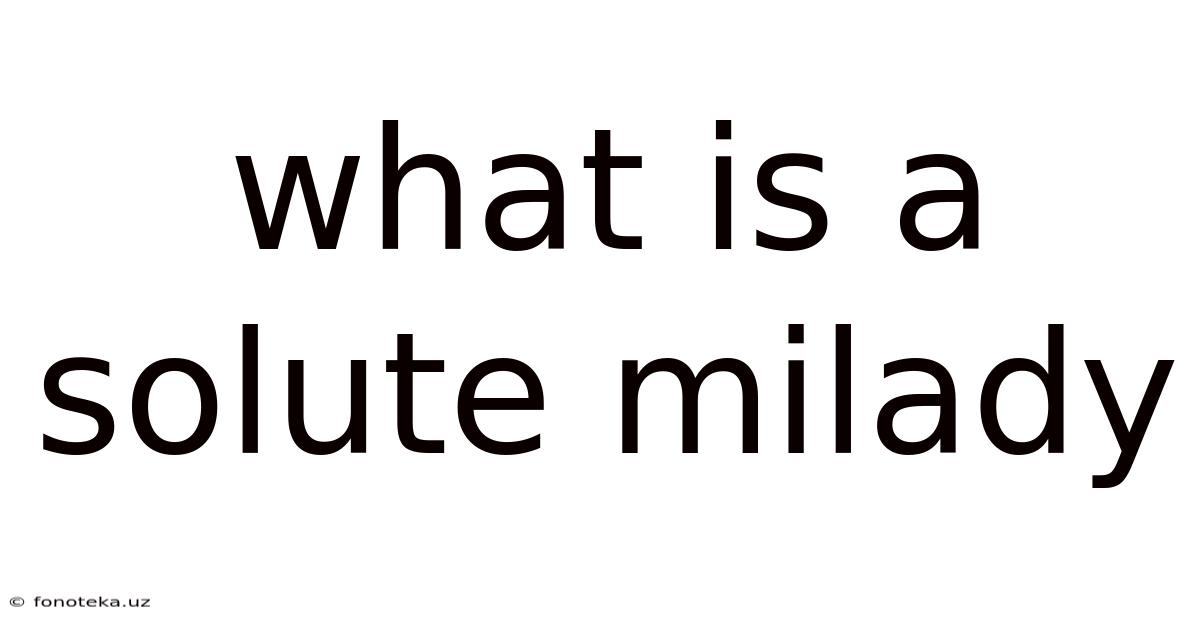 What Is A Solute Milady
